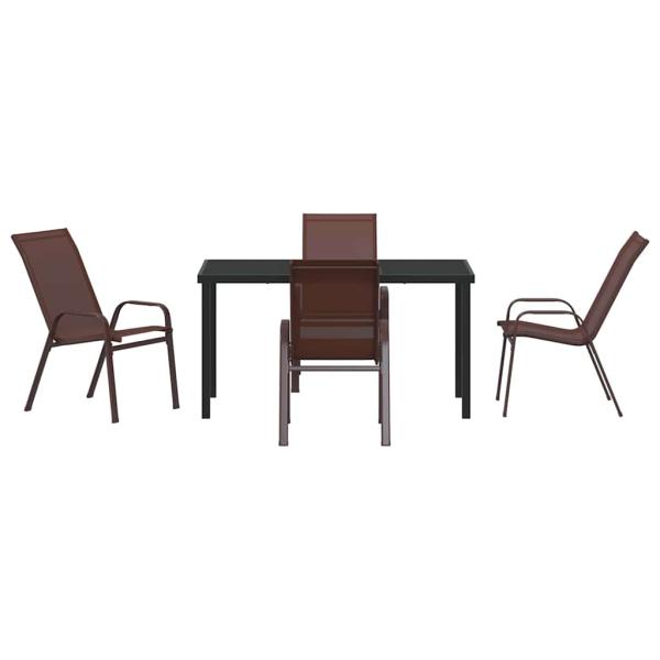 5-teiliges Garten Essset Braun Textilene und Stahl