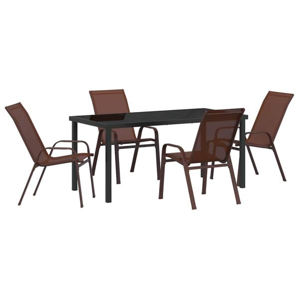5-teiliges Garten Esszimmer Set Braun Textilene und Stahl