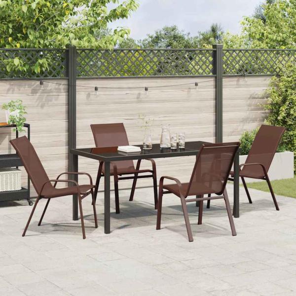 5-teiliges Garten Esszimmer Set Braun Textilene und Stahl