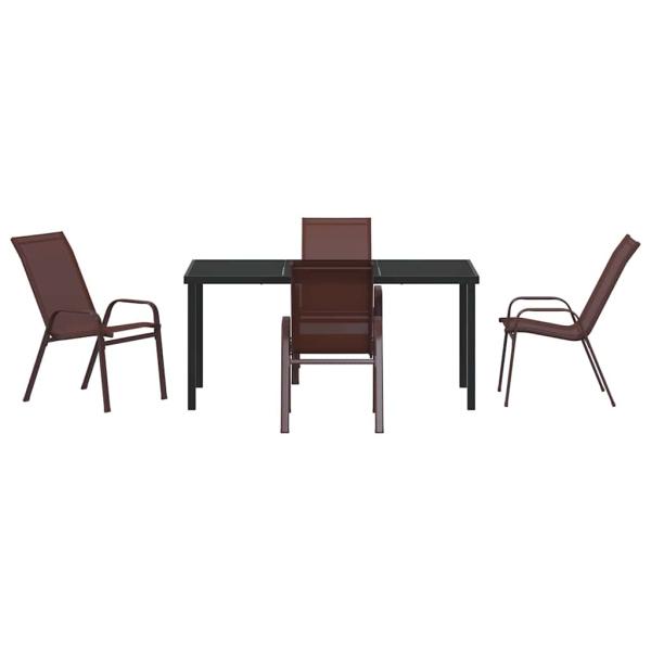 5-teiliges Garten Esszimmer Set Braun Textilene und Stahl