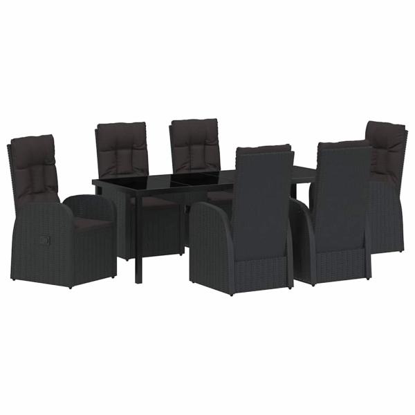 Garten Essgruppe 7 stk. Schwarz Poly-Rattan