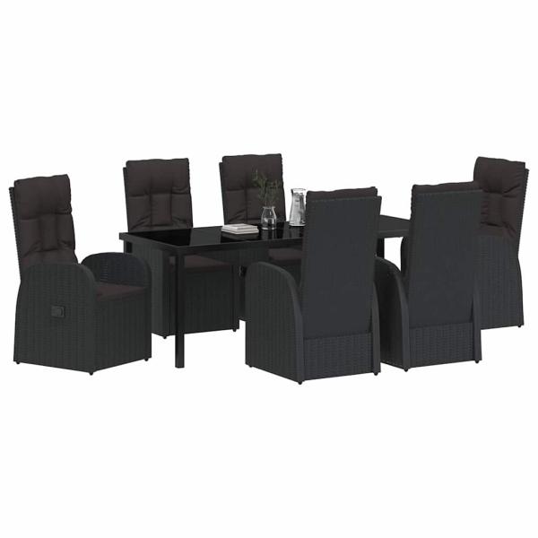 Garten Essgruppe 7 stk. Schwarz Poly-Rattan