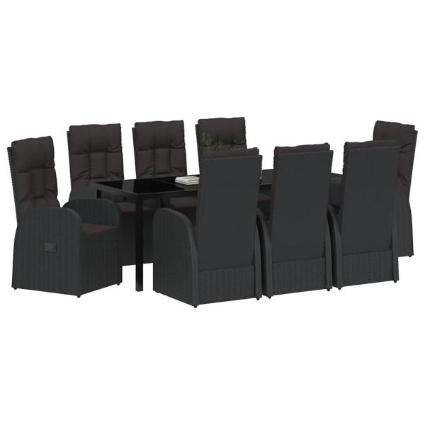 Garten Essgruppe 9 stk. Schwarz Poly-Rattan