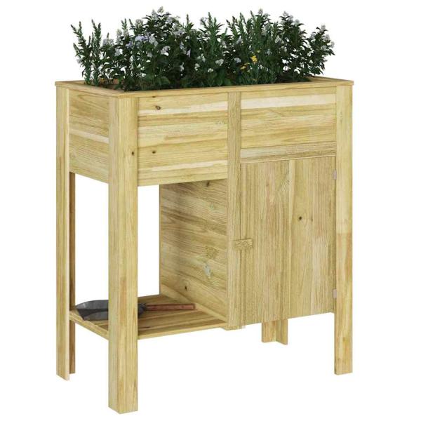 Gartenhochbeet mit Stauraum 85x46x96 cm behandeltes Holz Kiefer