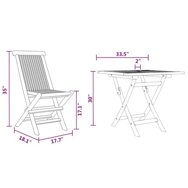 3-tlg. Garten-Bistro-Set Klappbar Massivholz Akazie
