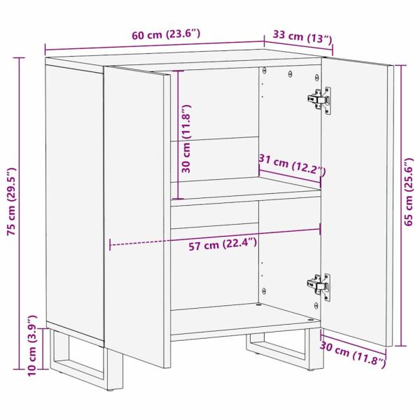 Sideboard 60x33,5x75 cm Massivholz Mango