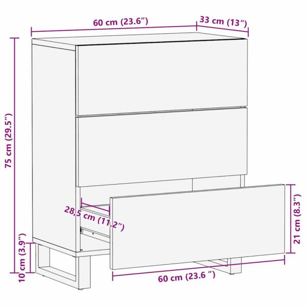 Sideboard 60x33,5x75 cm Massivholz Mango
