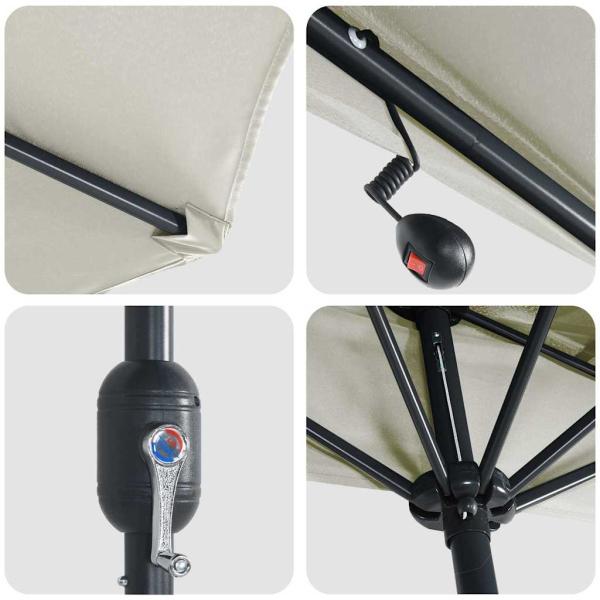 Gartenparasol Halb mit Aluminium-Stange Sand 294 cm