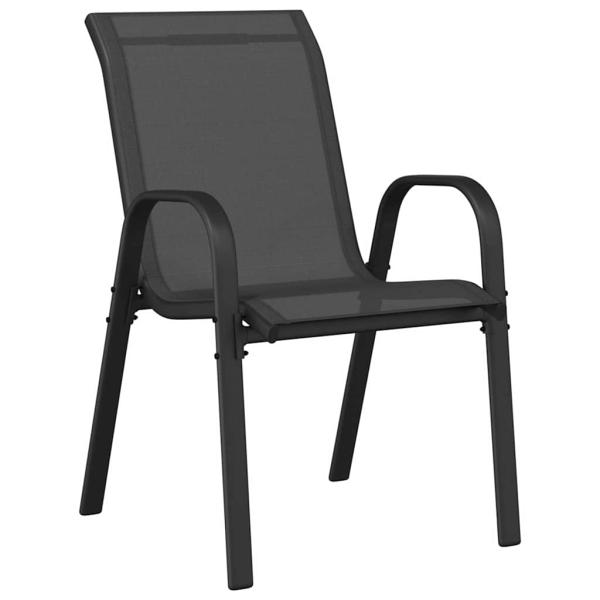 3-teiliges Garten Bistro Set Schwarz Textilene und Stahl
