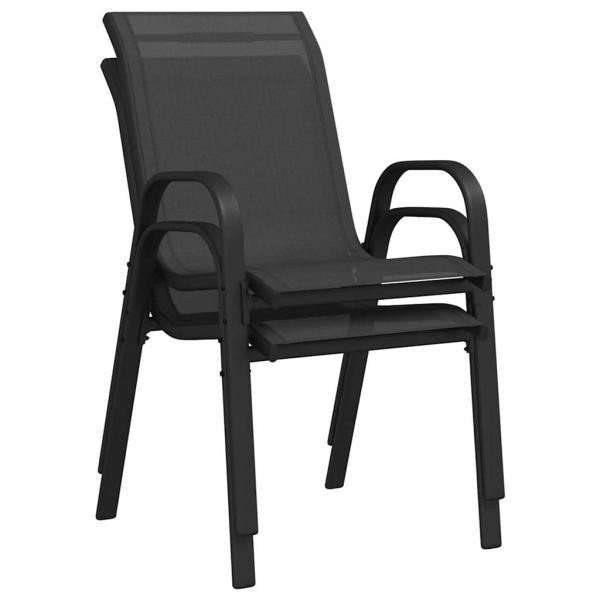 3-teiliges Garten Bistro Set Schwarz Textilene und Stahl