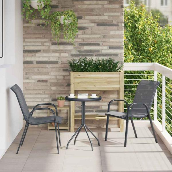 ARDEBO.de - 3-teiliges Garten Bistro-Set Anthrazit Textilene und Stahl