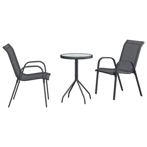 3-teiliges Garten Bistro-Set Anthrazit Textilene und Stahl