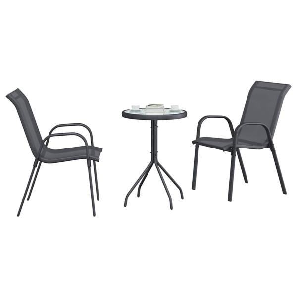 3-teiliges Garten Bistro-Set Anthrazit Textilene und Stahl