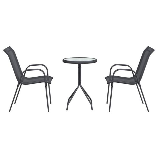 3-teiliges Garten Bistro-Set Anthrazit Textilene und Stahl