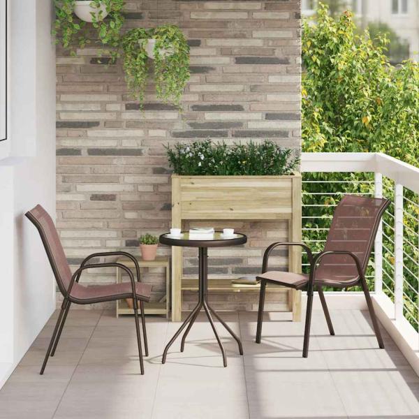 ARDEBO.de - 3-teiliges Garten Bistro Set Braun Textilene und Stahl