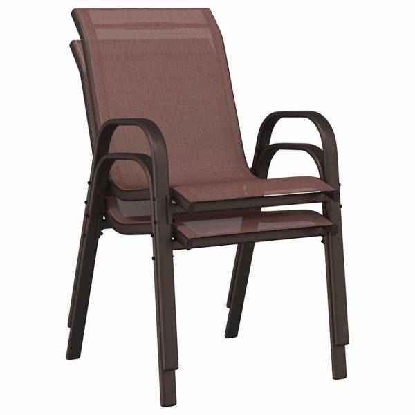 3-teiliges Garten Bistro Set Braun Textilene und Stahl