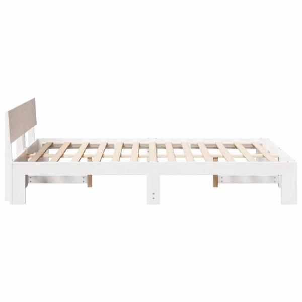 Bettgestell mit Kopfteil Weiß 140x190 cm Massivholz Kiefer