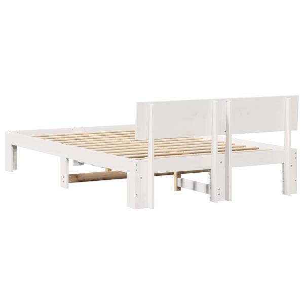 Bettgestell mit Kopfteil Weiß 140x190 cm Massivholz Kiefer