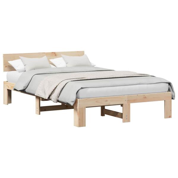Bettgestell mit Kopfteil 135x190 cm Massivholz Kiefer