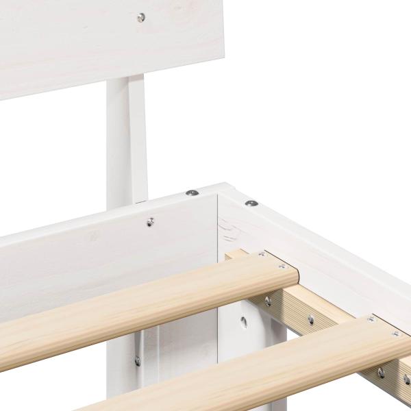 Bettgestell mit Kopfteil Weiß 90x200 cm Massivholz Kiefer