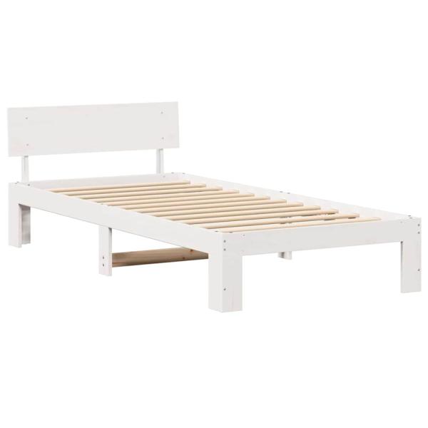 Bettgestell mit Kopfteil Weiß 75x190 cm Massivholz Kiefer