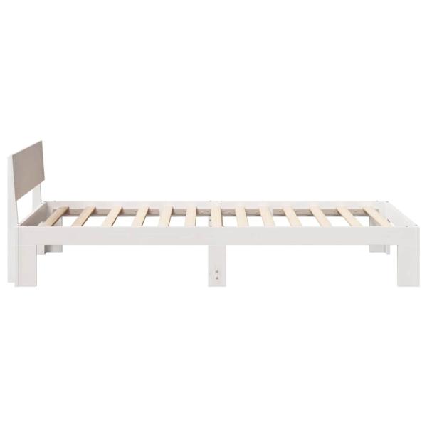 Bettgestell mit Kopfteil Weiß 75x190 cm Massivholz Kiefer