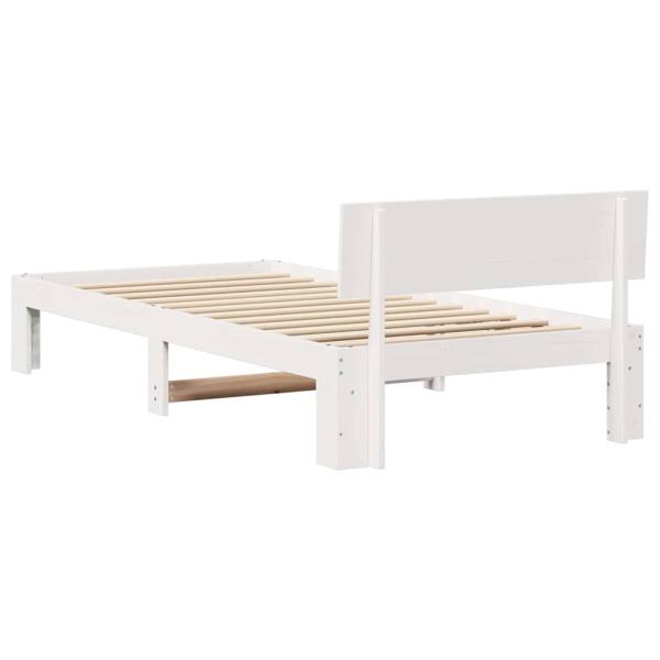 Bettgestell mit Kopfteil Weiß 75x190 cm Massivholz Kiefer