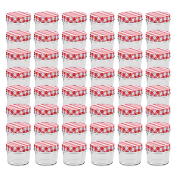 ARDEBO.de - Marmeladengläser mit Weißen/Roten Deckeln 48 Stk. 110 ml