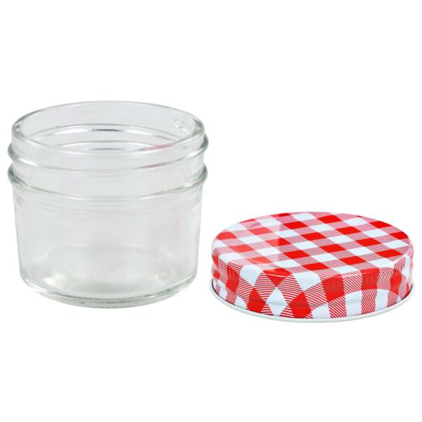Marmeladengläser mit Weißen/Roten Deckeln 48 Stk. 110 ml