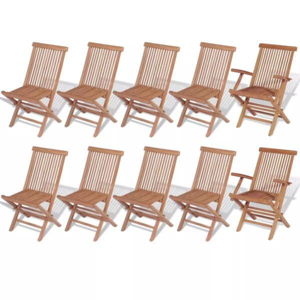 11-tlg. Garten-Essgruppe mit Klappstühlen Massivholz Teak
