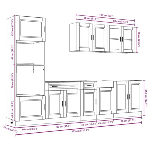 7-tlg. Küchenschrank-Set Porto Altholz-Optik Holzwerkstoff