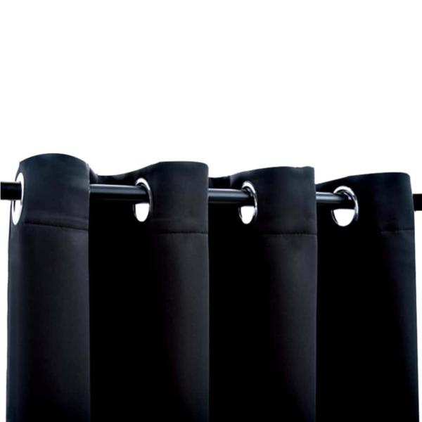 Verdunkelungsvorhänge mit Ringen 2 Stk. Schwarz 137x213 cm Stoff