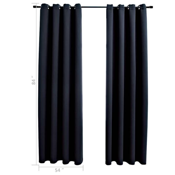 Verdunkelungsvorhänge mit Ringen 2 Stk. Schwarz 137x213 cm Stoff
