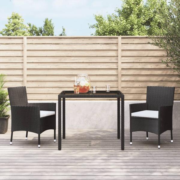 ARDEBO.de - Gartenstühle mit Kissen 2 Stk. Schwarz Poly Rattan (nur UK/IE/FI/NO)