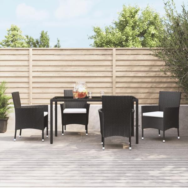 ARDEBO.de - Gartenstühle mit Kissen 4 Stk. Schwarz Poly Rattan (nur UK/IE/FI/NO)