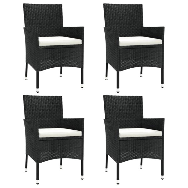 Gartenstühle mit Kissen 4 Stk. Schwarz Poly Rattan (nur UK/IE/FI/NO)