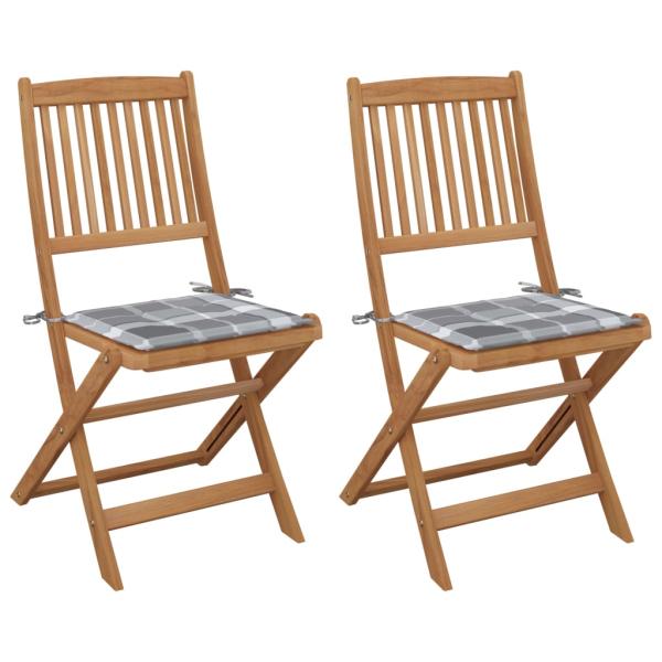 ARDEBO.de - Klappbare Gartenstühle 2 Stk. mit Kissen Massivholz Akazie