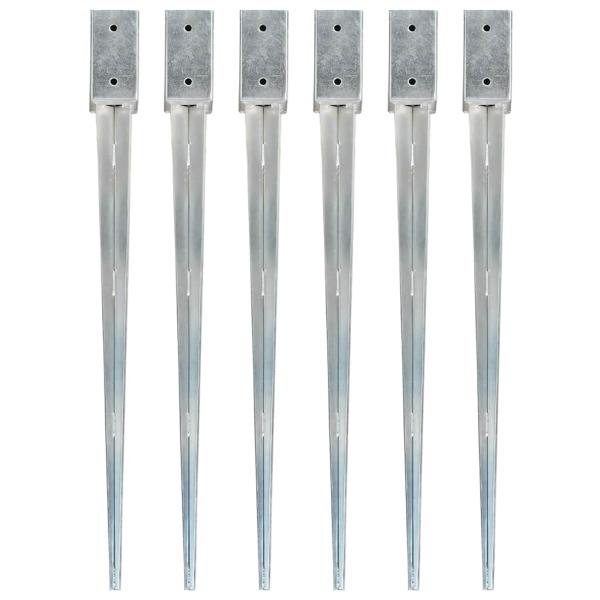 Erdspieße 6 Stk. Silbern 7×7×90 cm Verzinkter Stahl