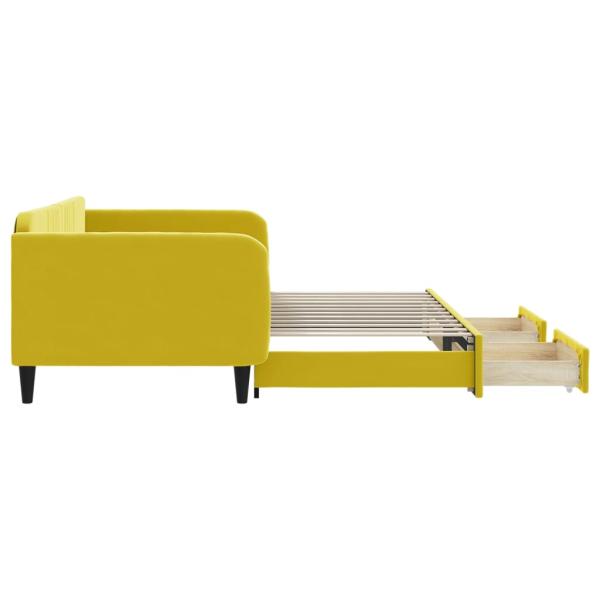 Tagesbett Ausziehbar mit Schubladen Gelb 100x200 cm Samt