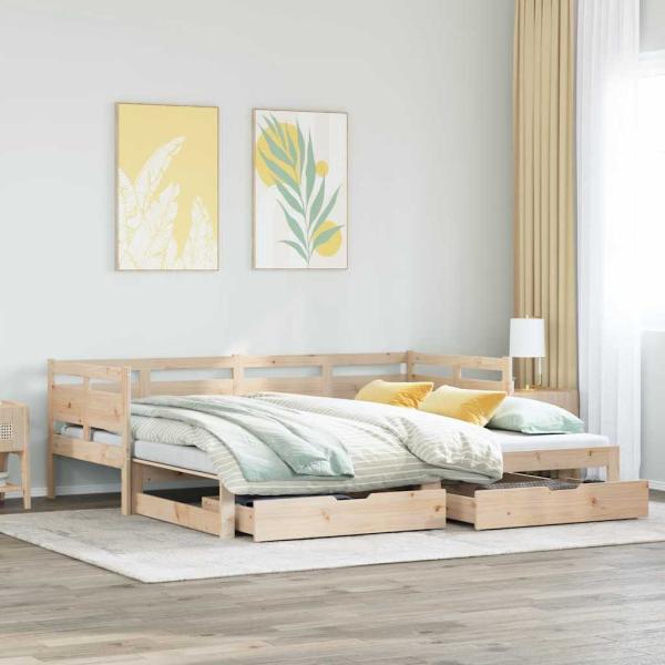 ARDEBO.de - Tagesbett Ausziehbar mit Schubladen ohne Matratze 80x200 cm