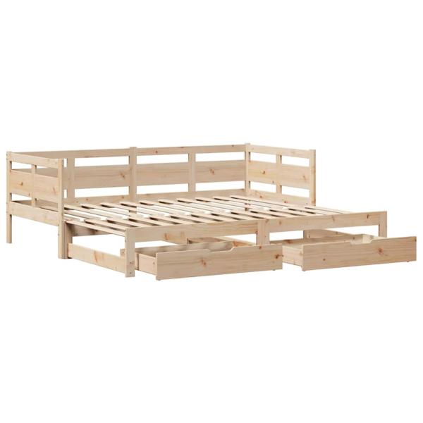 Tagesbett Ausziehbar mit Schubladen ohne Matratze 80x200 cm