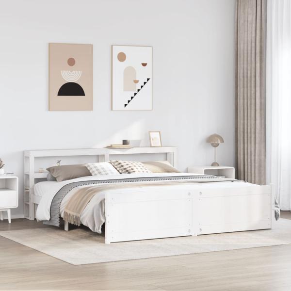 ARDEBO.de - Bettgestell mit Kopfteil ohne Matratze Weiß 180x200 cm