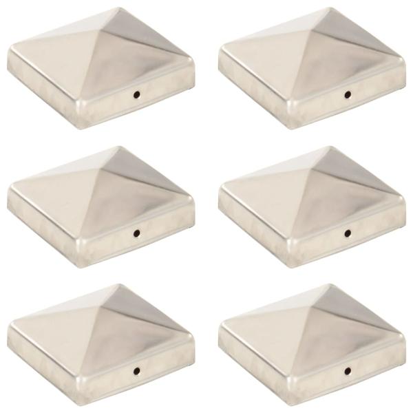 ARDEBO.de - Pfostenkappen 6 Stk. Pyramide Edelstahl 81 x 81 mm