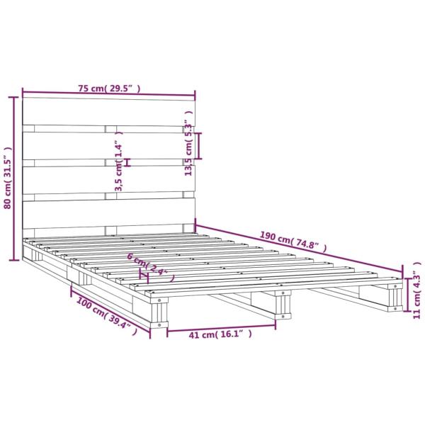 Massivholzbett ohne Matratze 75x190 cm Kiefernholz