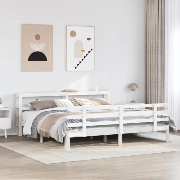 ARDEBO.de - Bettgestell mit Kopfteil ohne Matratze Weiß 180x200 cm