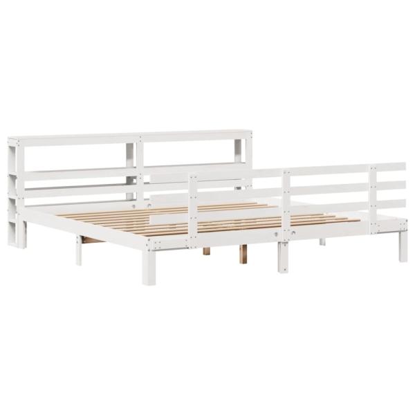 Bettgestell mit Kopfteil ohne Matratze Weiß 180x200 cm