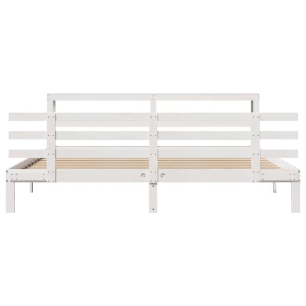 Bettgestell mit Kopfteil ohne Matratze Weiß 180x200 cm