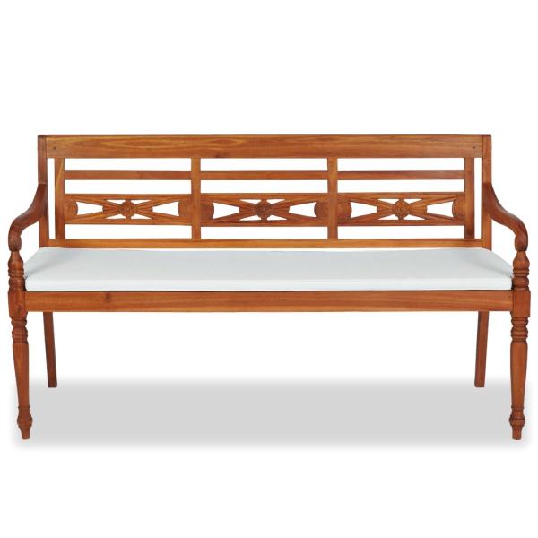 Batavia Gartenbank mit Polstern 150 cm Teak
