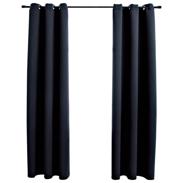 ARDEBO.de - Verdunkelungsvorhänge mit Ringen 2 Stk. Schwarz 97x213 cm Stoff