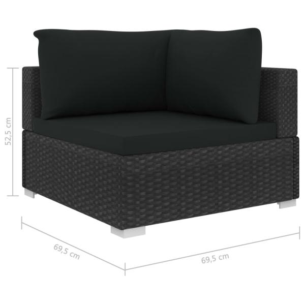 11-tlg. Garten-Lounge-Set mit Auflagen Poly Rattan Schwarz